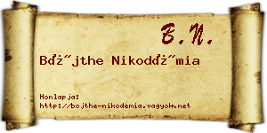 Bőjthe Nikodémia névjegykártya